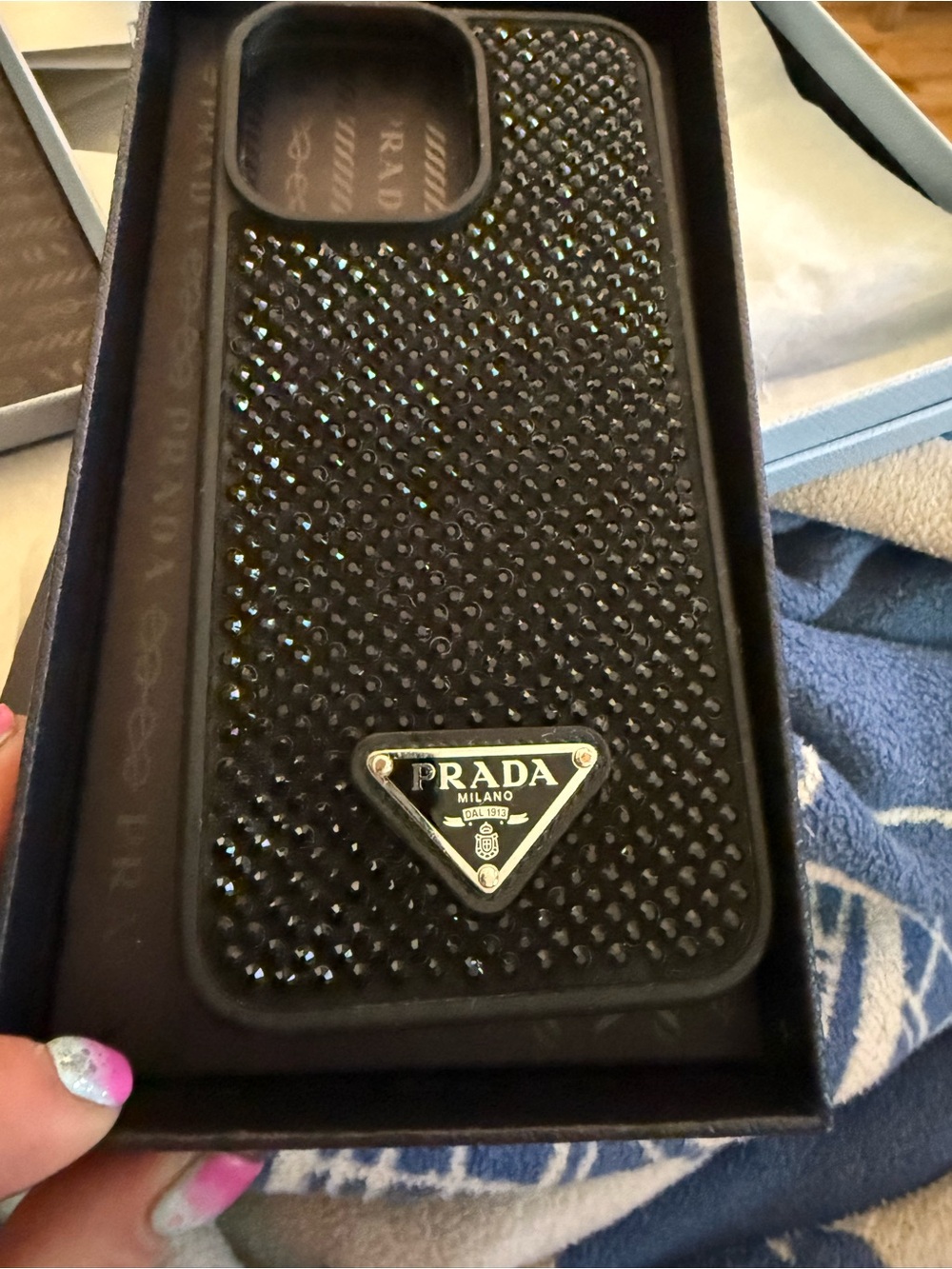 Prada Black Crystal-Embellished iphone 16 pro max